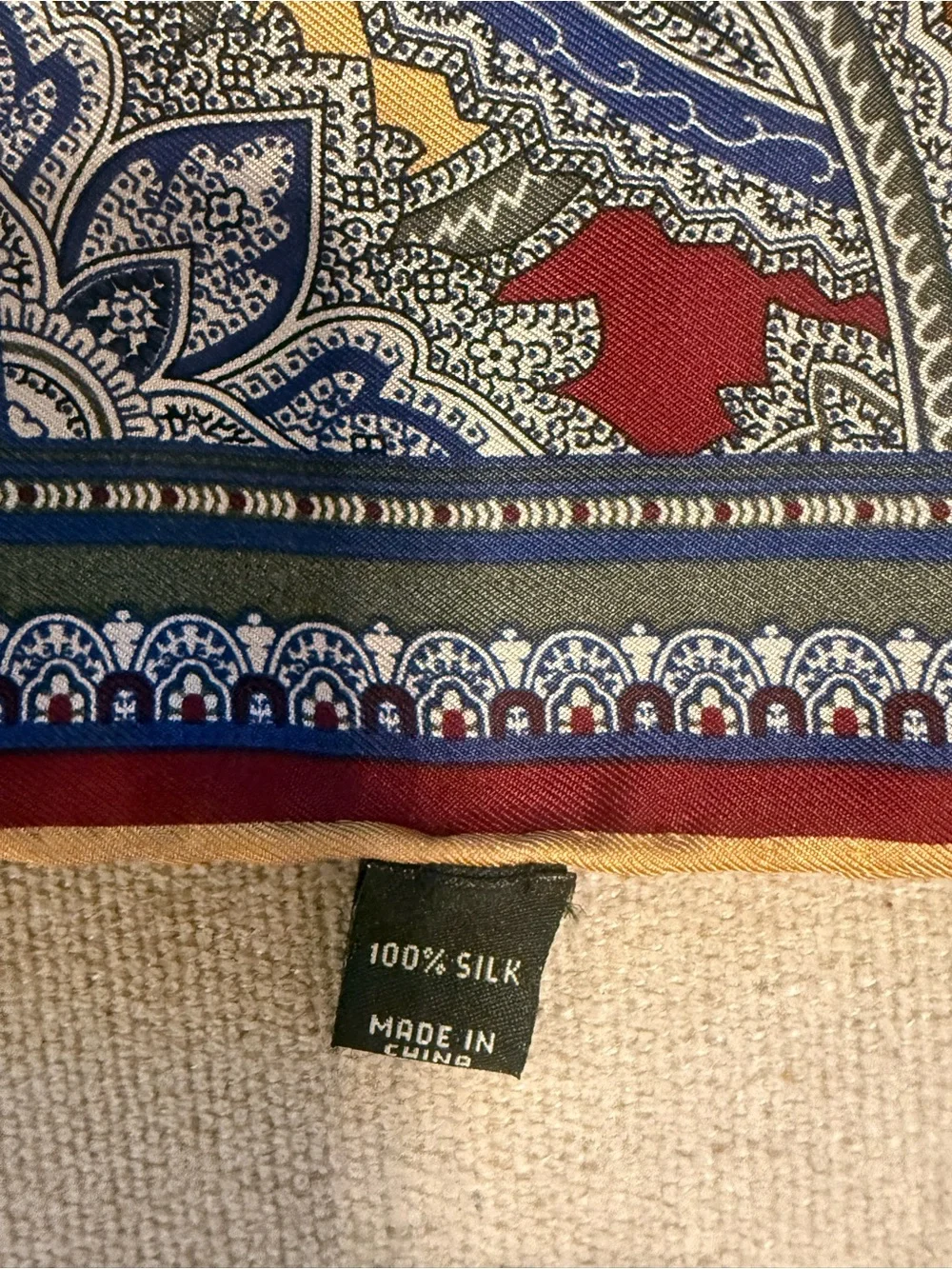 Paisley Print Neck Scarf in Red, Blue & Gold